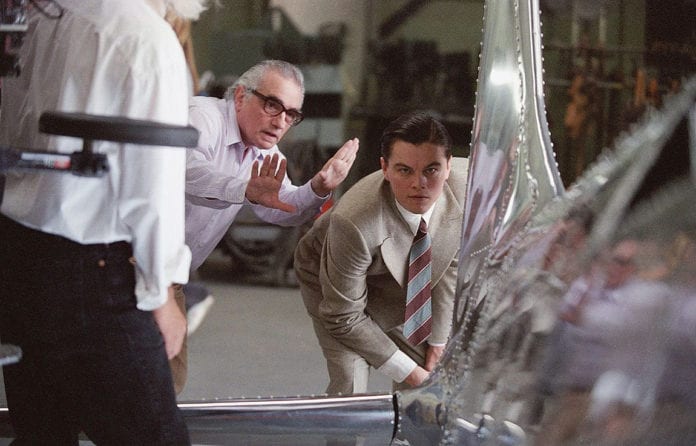 Martin Scorsese durante el rodaje de El aviador