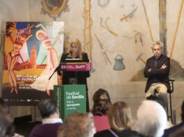 El Festival de Sevilla anuncia 66 títulos andaluces y 21 estrenos mundiales Angie Moreno, delegada de Turismo y Cultura del Ayuntamiento de Sevilla, y el director del festival, Manuel Cristóbal. (© lolo vasco)